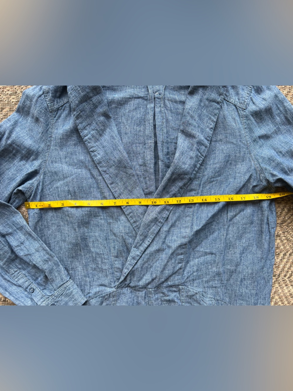 Free People Done Up in Denim Chambray Dress Womens M/L Blue Linen Boho - Picture 6 of 11